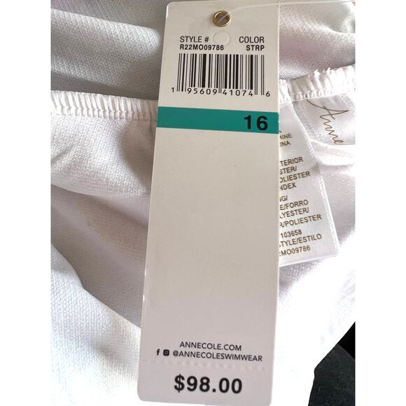 Anne Cole Swimsuit Size 16 Multi Wave Stripe Front Cutout Shirred One Piece NWT - Picture 7 of 9